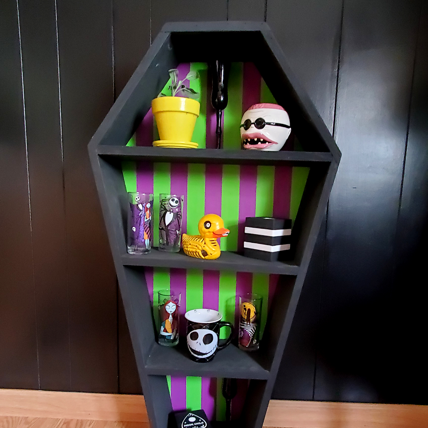 4Ft Striped Coffin Shelf