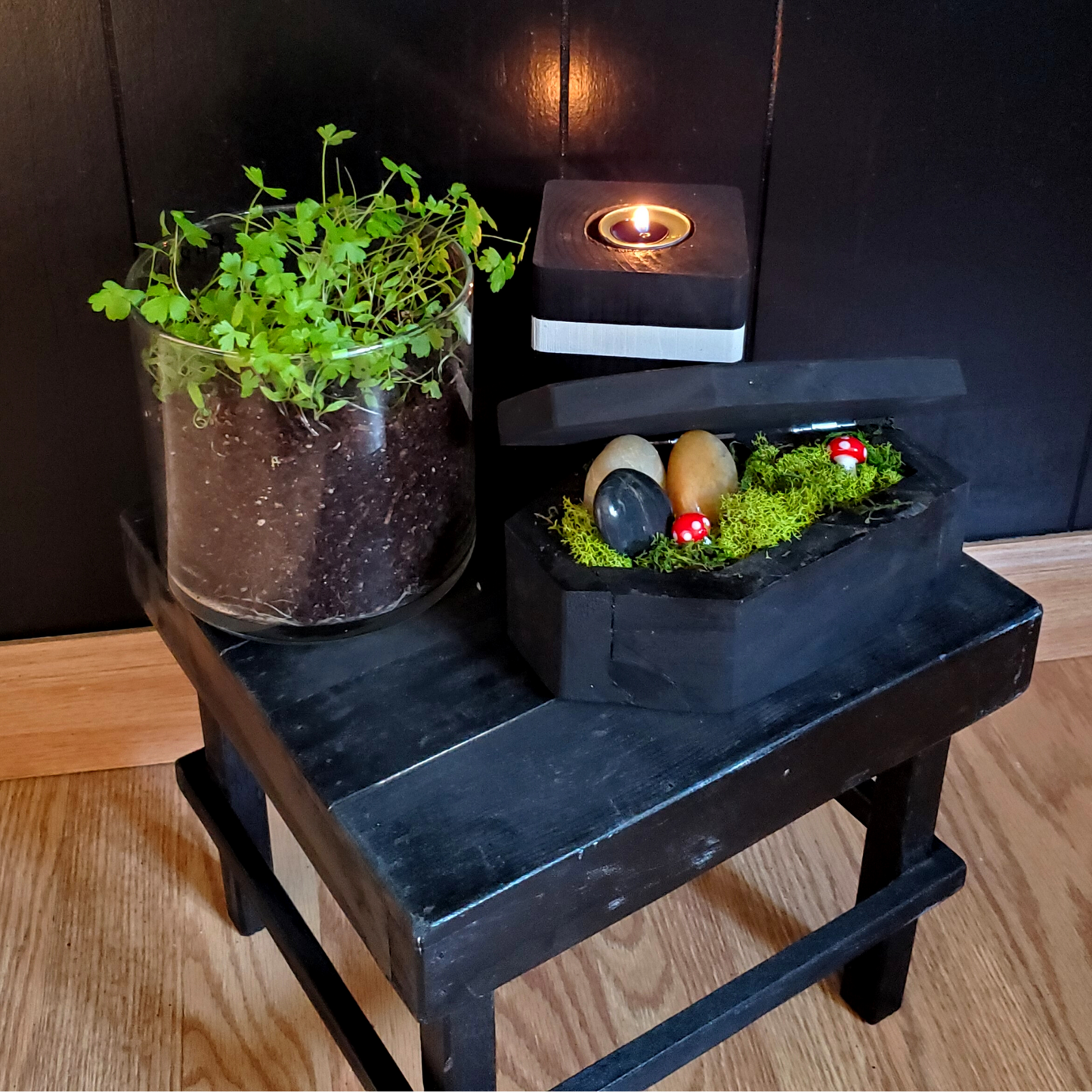 Black Plant Stand or Small Kids Stool