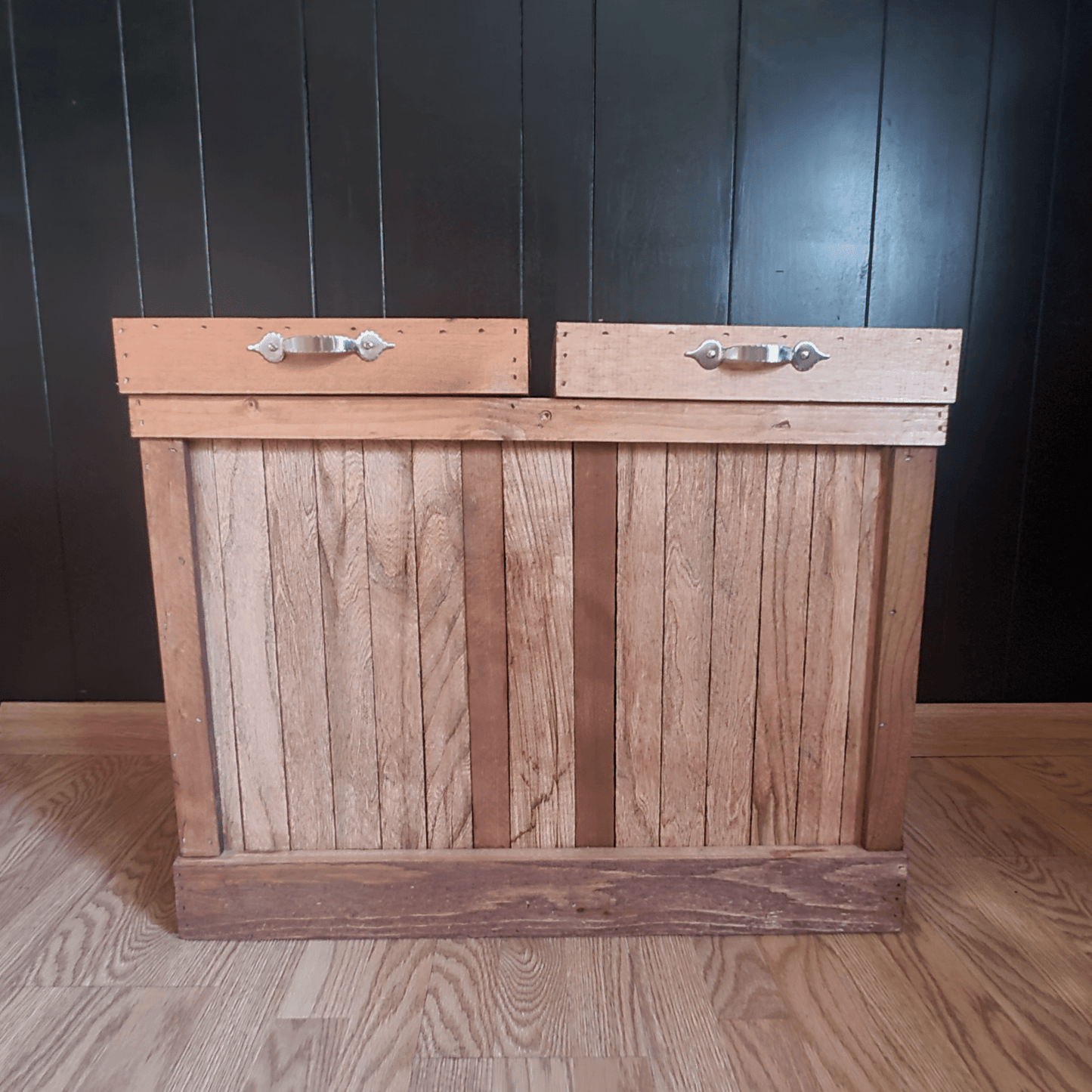 Double Sided Wood Trash Can