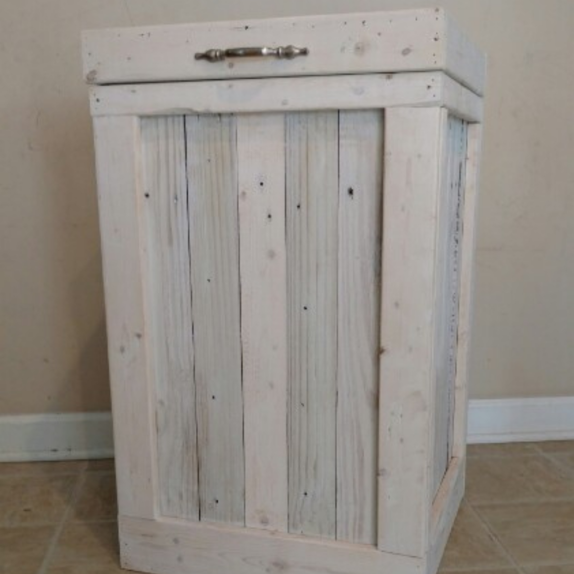 Rustic Wood 30 Gallon Large Kitchen Trash Can 